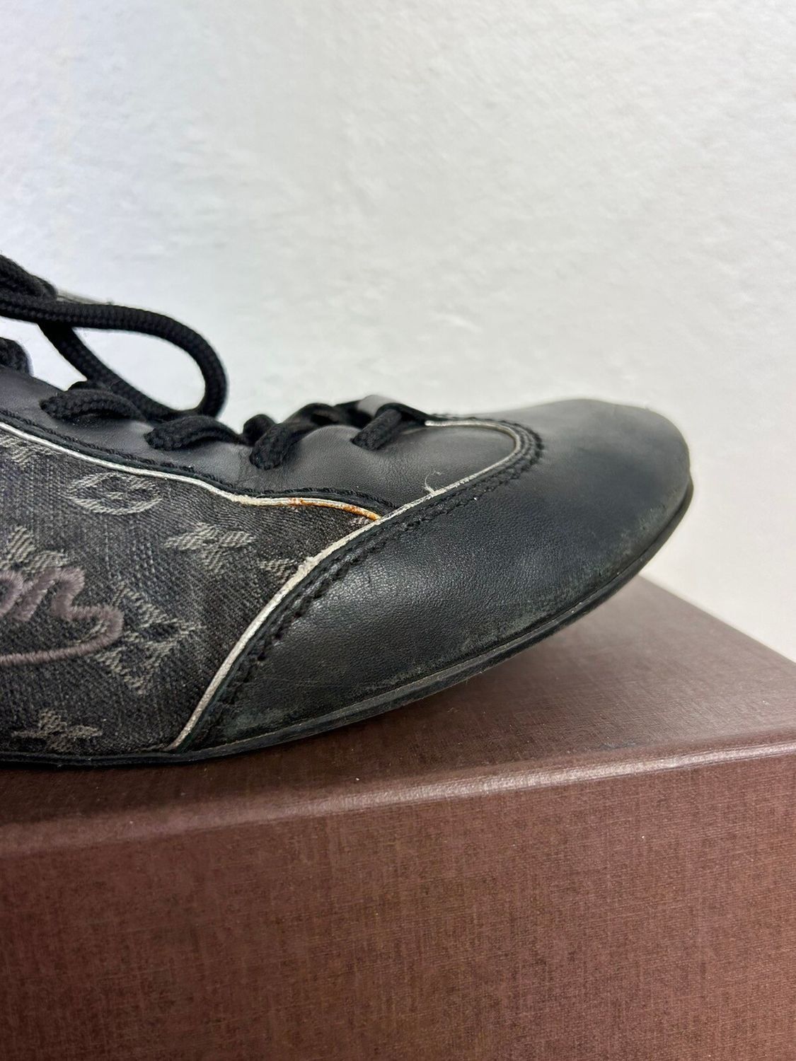 Louis Vuitton Louis Vuitton Denim And Leather Monogram Low Top Sneakers Size US 7.5 / IT 37.5 - 11 Thumbnail