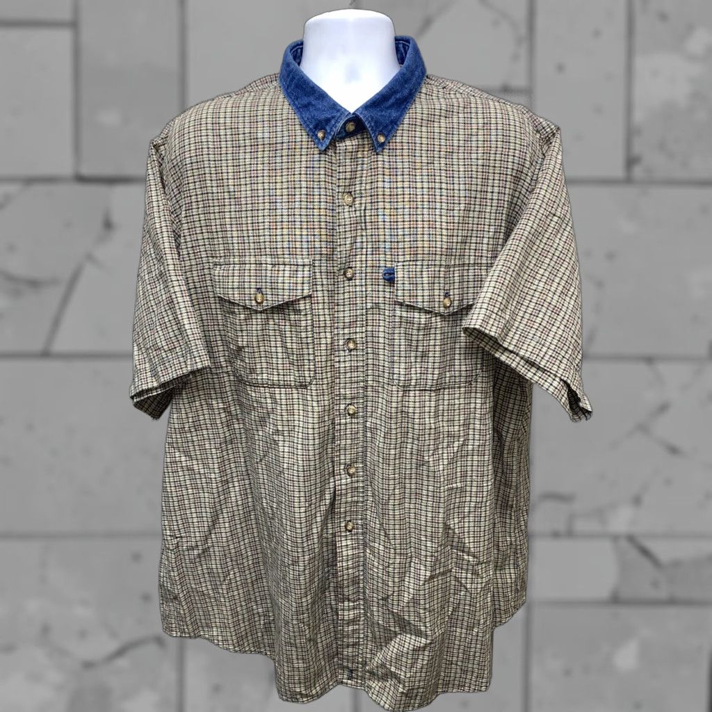 Vintage Rough Stuck Men's Brown Plaid Short Sleeve Button-Up Shirt 2XL Cotton Men's Clothing Size US XXL / EU 58 / 5 - 1 Thumbnail