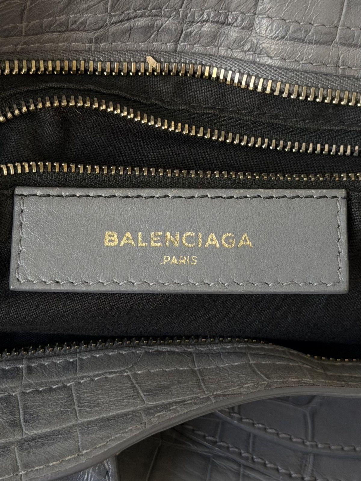 Balenciaga 2000’s Balenciaga Gray Crocodile Giant 12 Gold Hardware City Size ONE SIZE - 11 Thumbnail