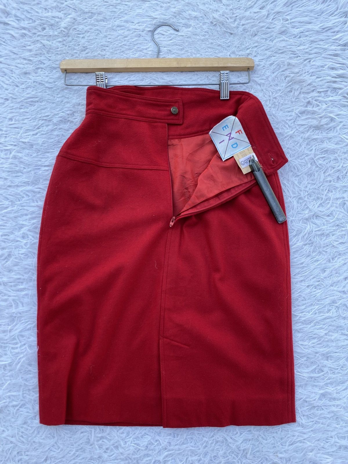 Fendi Rare Vintage 70s FENDI Red Wool Skirt Size 23" - 5 Thumbnail