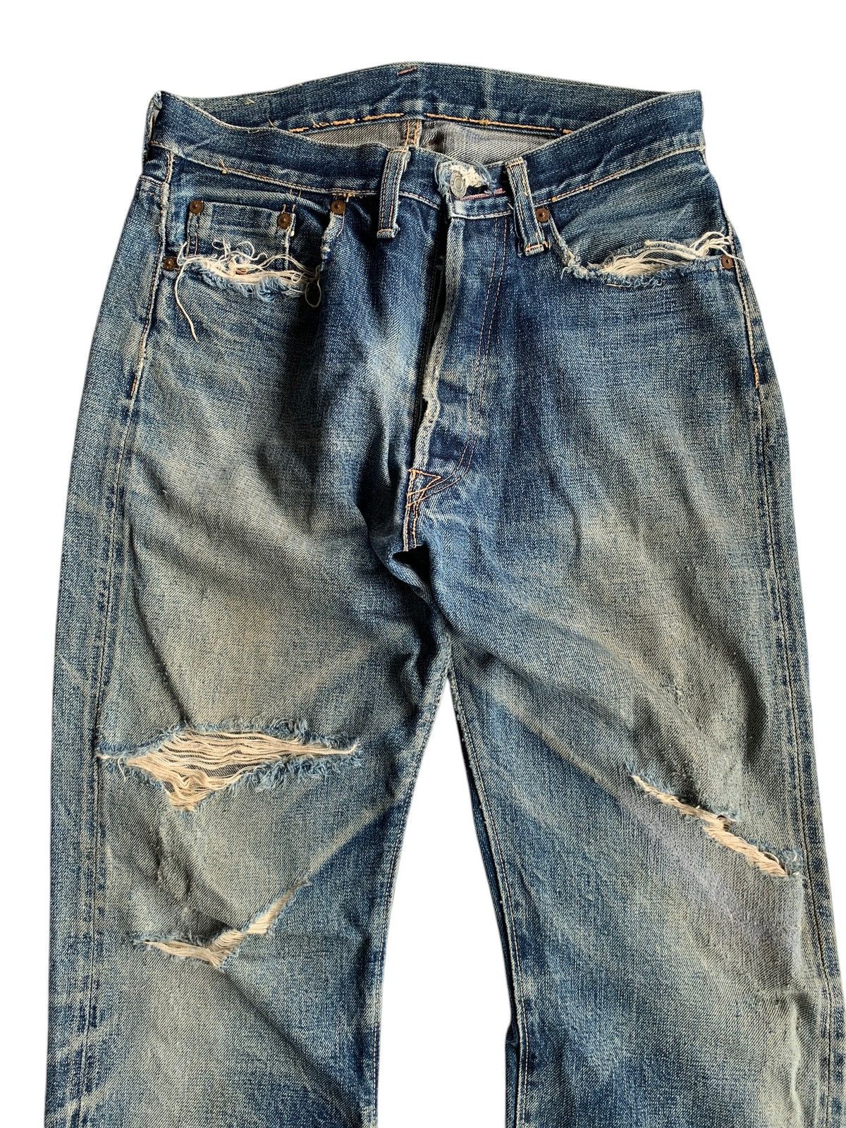 Denime × Japanese Brand VINTAGE DENIME BUTTON FLY SELVEDGE DISTRESSED DENIM JAPANESE Size US 29 - 5 Thumbnail