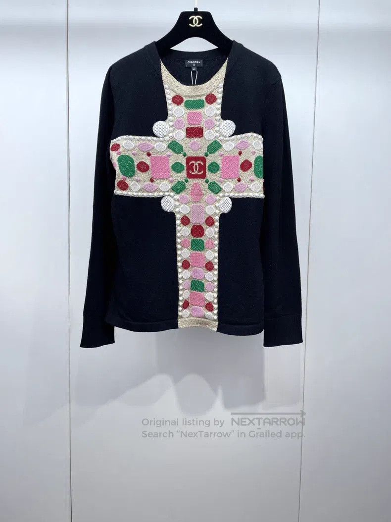 Chanel Chanel Knitted sweater with colourful gemstone pattern Size S / US 4 / IT 40 - 1 Thumbnail