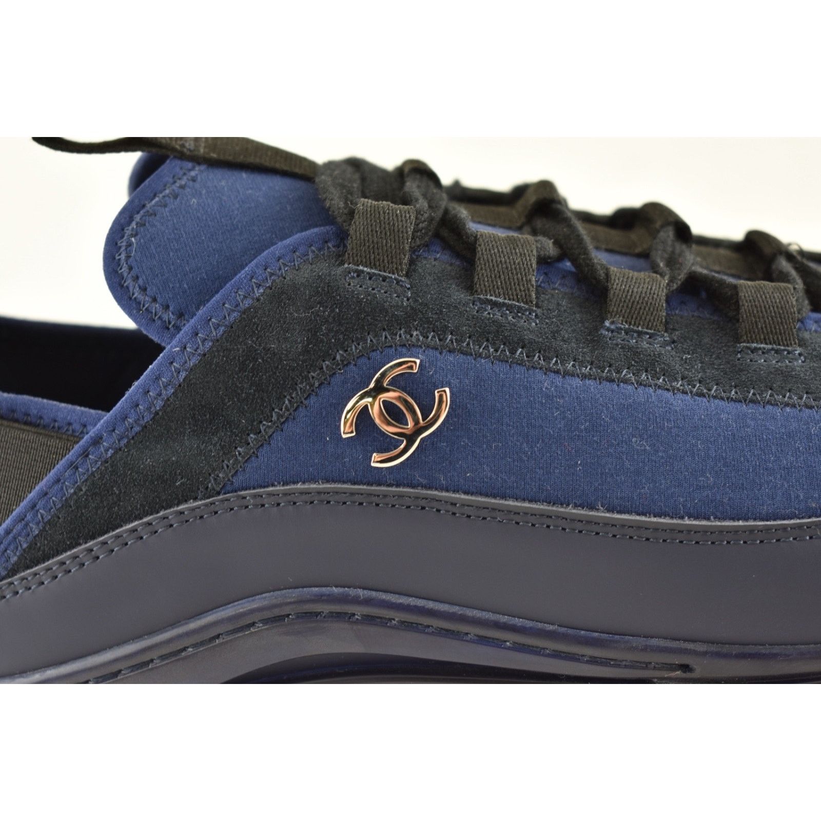 Chanel Chanel 20C Mens Blue Black White CC Logo Lace Up Low Size US 11 / EU 44 - 3 Thumbnail
