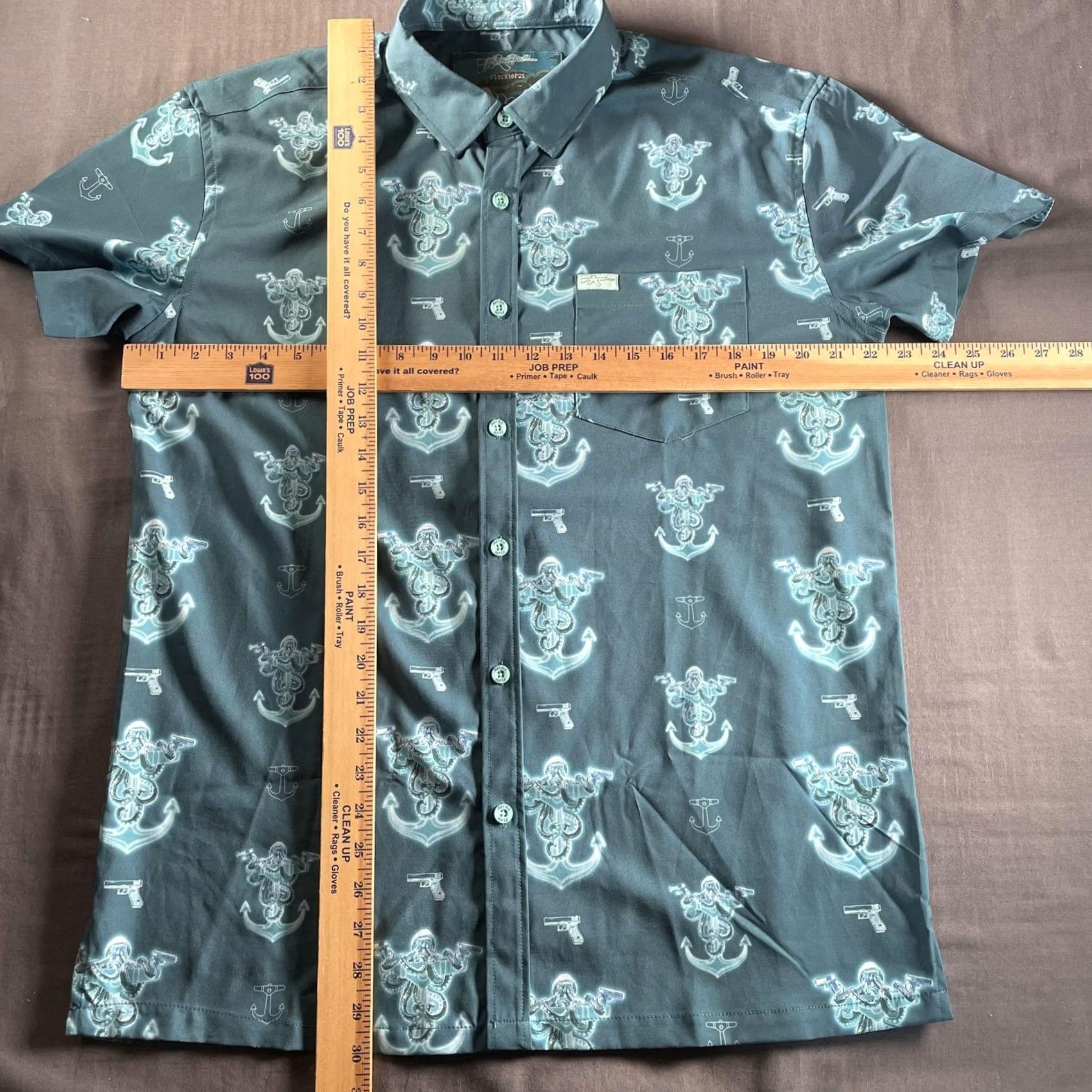 Nautica Retro Rifle Mens Large Blue Glocktopus Octopus Nautical Stretch Button-Up Shirt Size US L / EU 52-54 / 3 - 3 Thumbnail