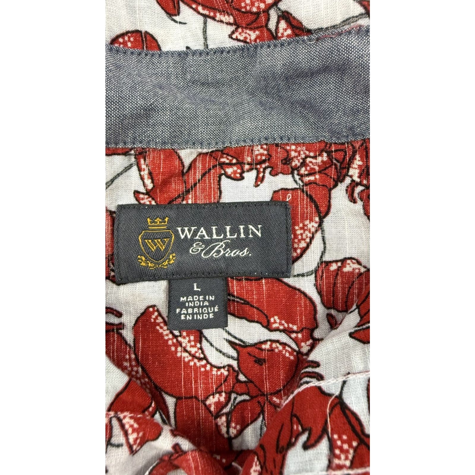 Vintage Wallin & Bros Shirt Mens Large Red Lobster Print Short Sleeve Beach Summer Graphic Print Button-Up Mens Size US L / EU 52-54 / 3 - 4 Thumbnail