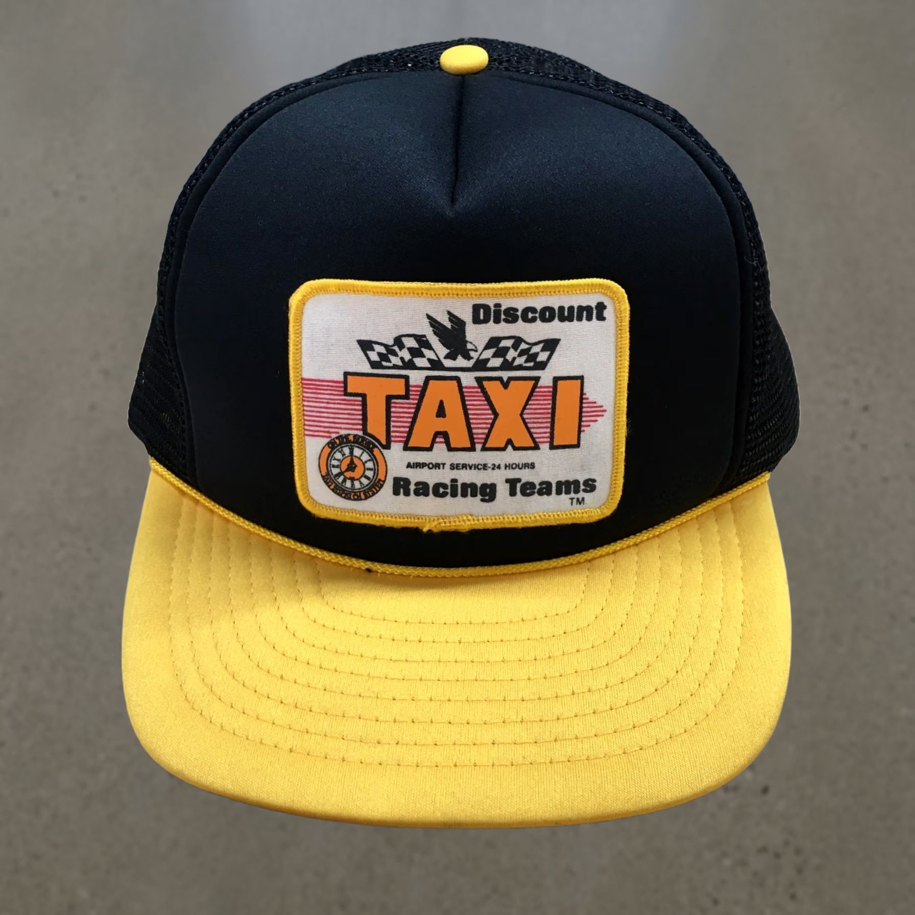 Vintage Winner Rope Hat Mens Black Yellow OS Adjustable Curved Brim Taxi Racing Teams Size ONE SIZE - 1 Thumbnail