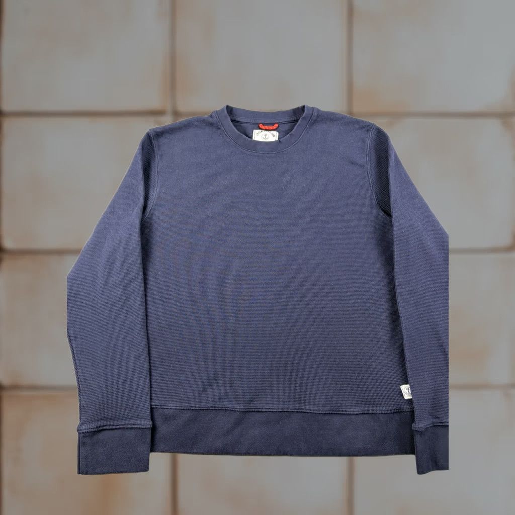 Vintage Iron & Resin Henley Shirt XL Blue Thermal Waffle Knit Long Sleeve Crew Neck Men Size US XL / EU 56 / 4 - 1 Thumbnail