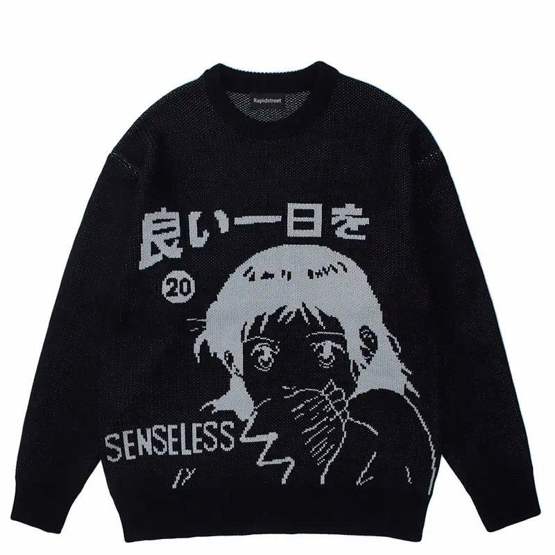 Japanese Brand × Vintage Knitted Sweater Grunge Cartoon Anime Pullover harajuku style Size US L / EU 52-54 / 3 - 1 Thumbnail