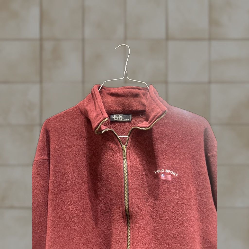 Vintage VINTAGE Polo Sport Ralph Lauren Sweatshirt Mens L Burgundy Full Zip Pullover Size US L / EU 52-54 / 3 - 1 Thumbnail