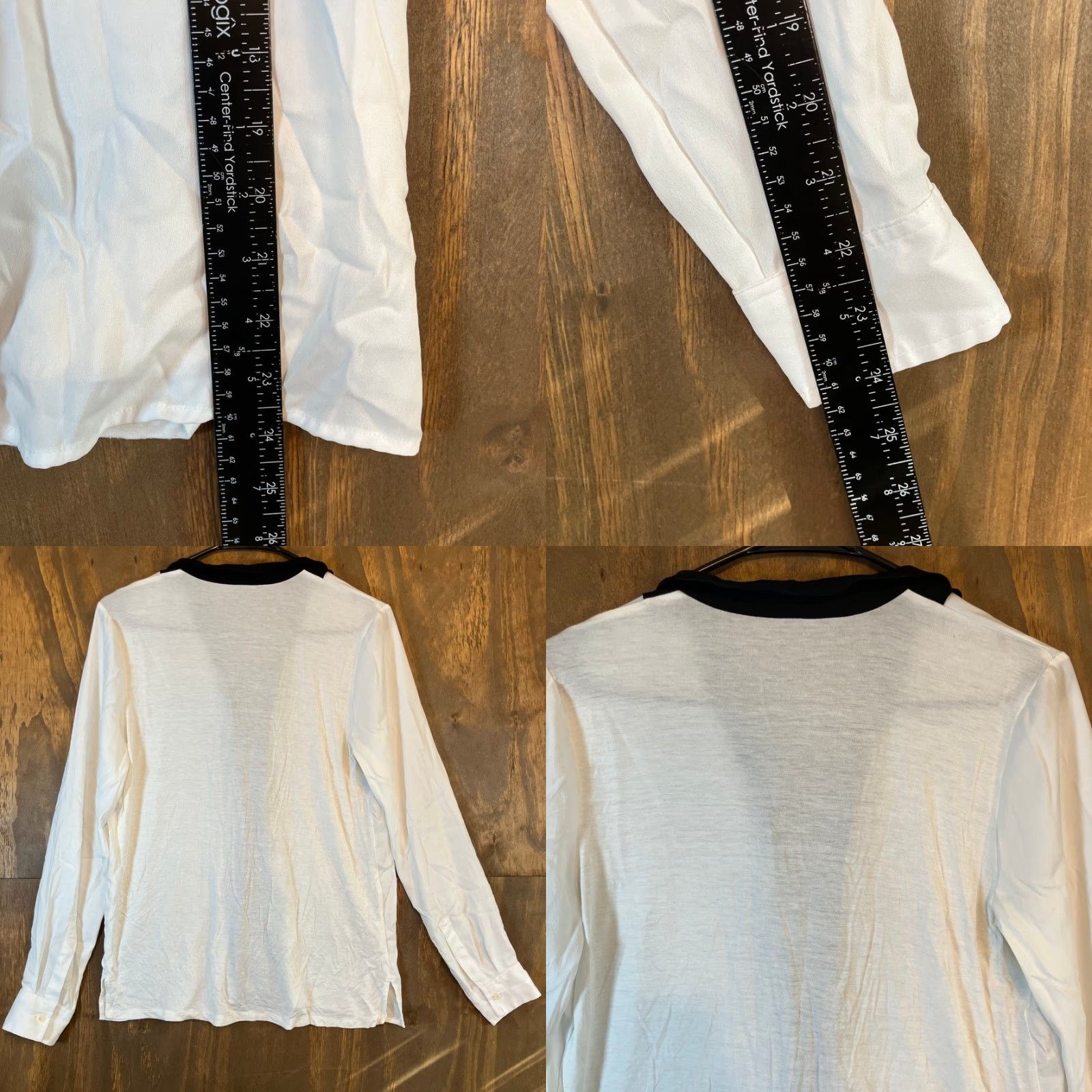 Ann Taylor Ann Taylor Womens Blouse Button-Down White Black Collar Long Sleeve Sheer Small Regular Size S / US 4 / IT 40 - 8 Thumbnail