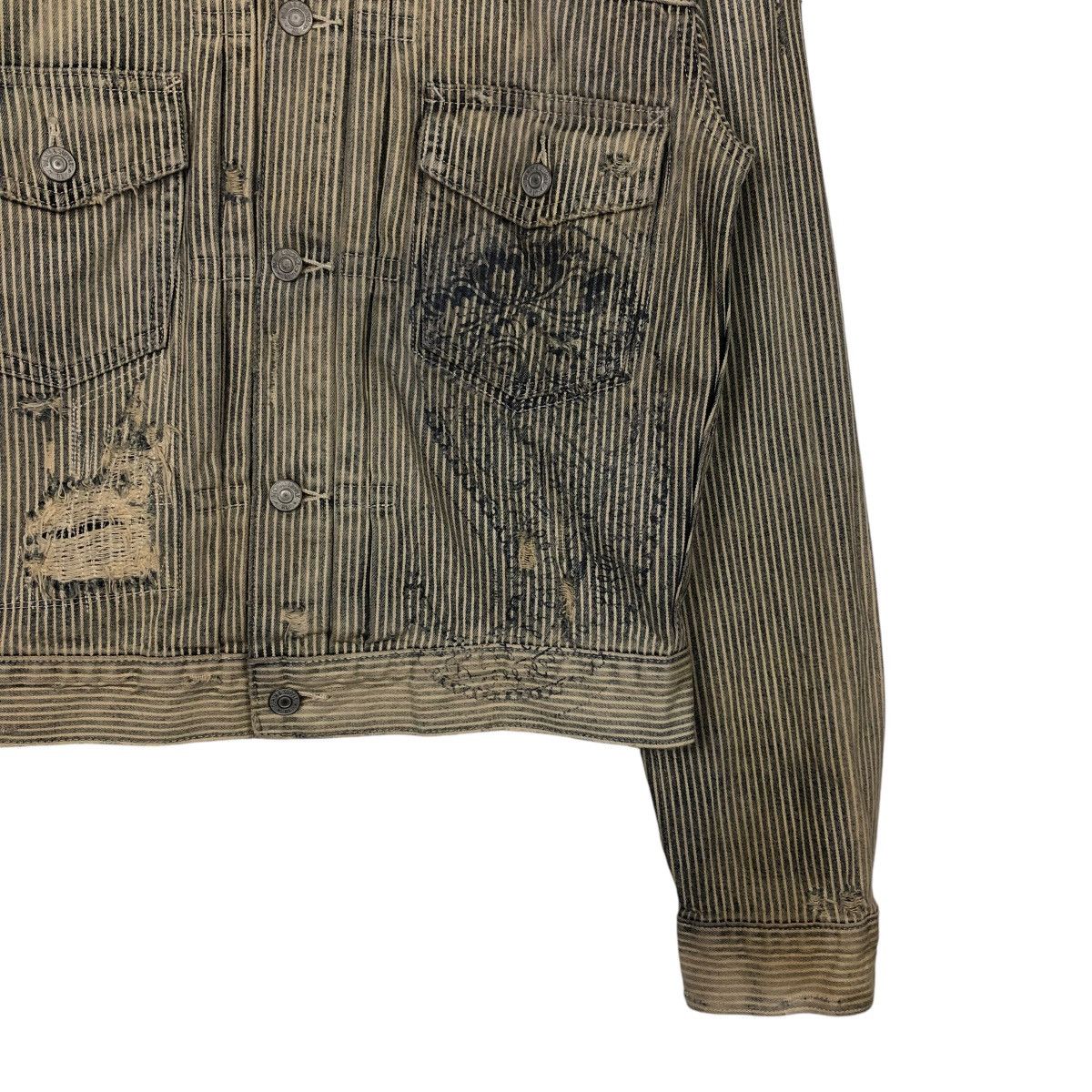 Ralph Lauren 🔥VINTAGE CROPPED BIKER JACKET HICKORY CHORE DENIM & SUPPPLY Size US XS / EU 42 / 0 - 7 Thumbnail