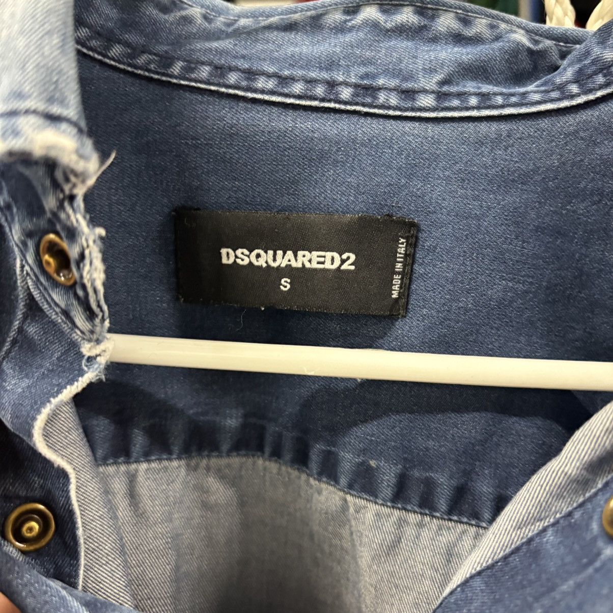 Dsquared2 Dsquared2 Acid Wash Bleached Denim Overshirt Size US S / EU 44-46 / 1 - 2 Thumbnail