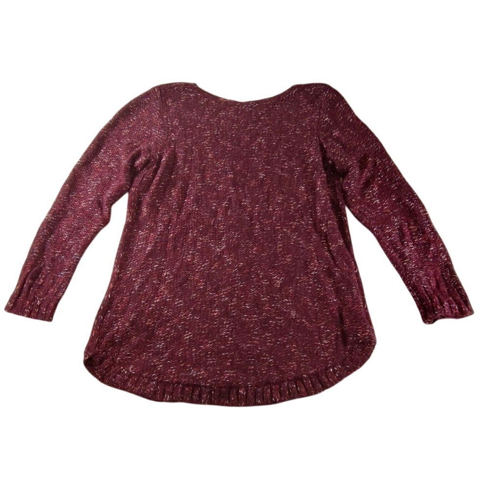 St. Johns Bay St Johns Bay Sweater Women's XL Eyelet Burgundy Cable Knit Size XL / US 12-14 / IT 48-50 - 2 Thumbnail