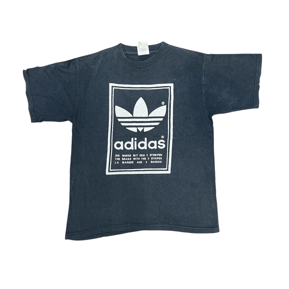 Vintage Y2K Thrashed Faded Adidas Trefoil Mirror Logo Tee