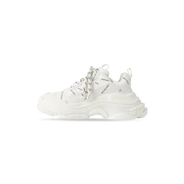 Balenciaga o1w1db10625 Triple S Sneakers Allover Logo in White Size US 4 / IT 34 - 4 Thumbnail