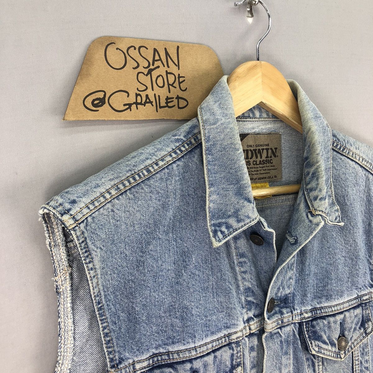 Edwin Vintage 90’s Edwin US Classic Biker Denim Vest Size US S / EU 44-46 / 1 - 2 Thumbnail