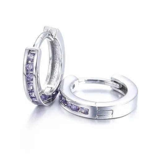 Jewelry Shiny Purple Crystal Stud Earring Unisex Size ONE SIZE - 3 Thumbnail