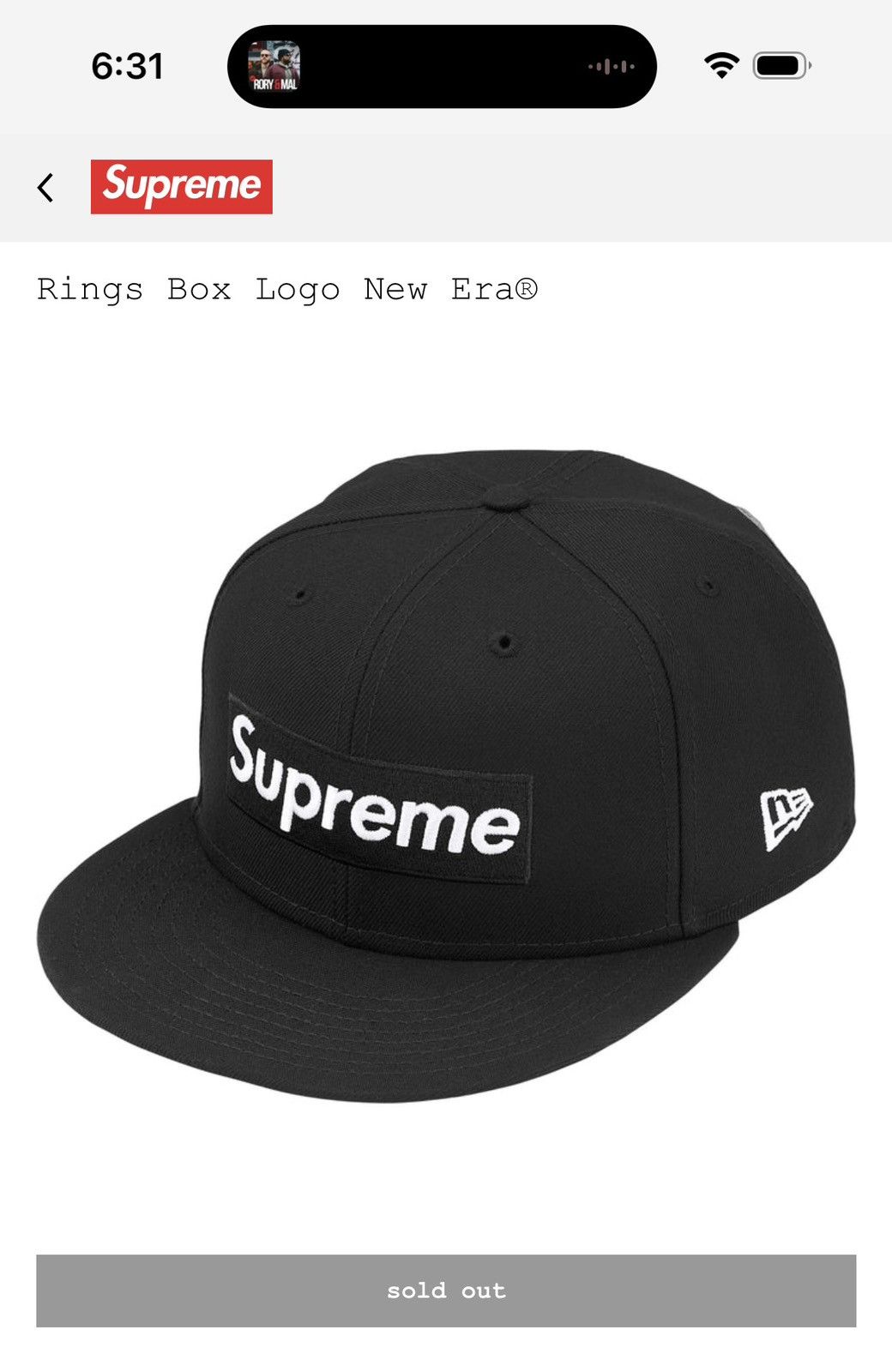 New Era × Supreme Supreme Rings Box Logo New Era® 7 5/8 Black Size ONE SIZE - 2 Thumbnail