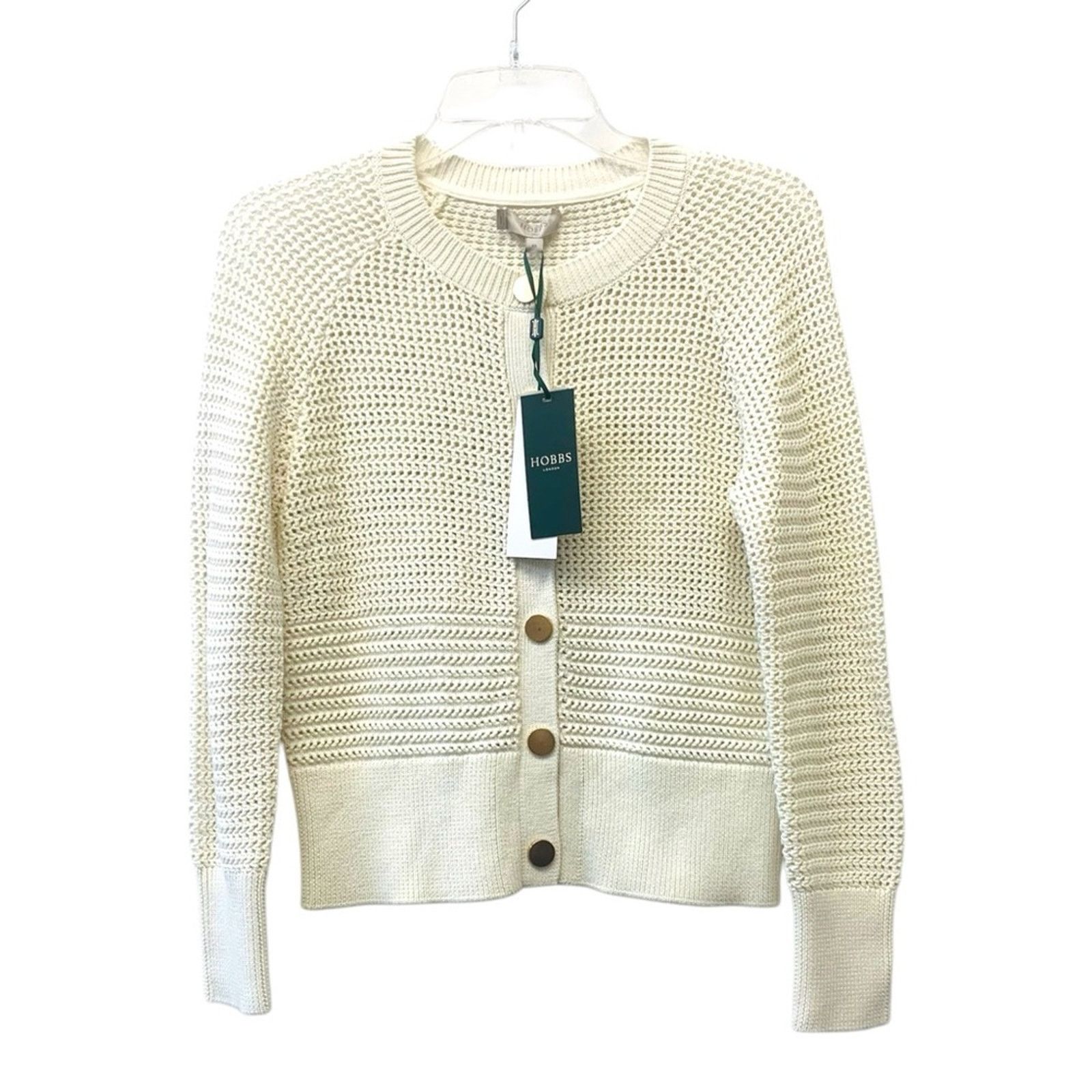 Hobbs London Hobbs London Florentina Cotton Cardigan Ivory size XS Size XS / US 0-2 / IT 36-38 - 5 Thumbnail