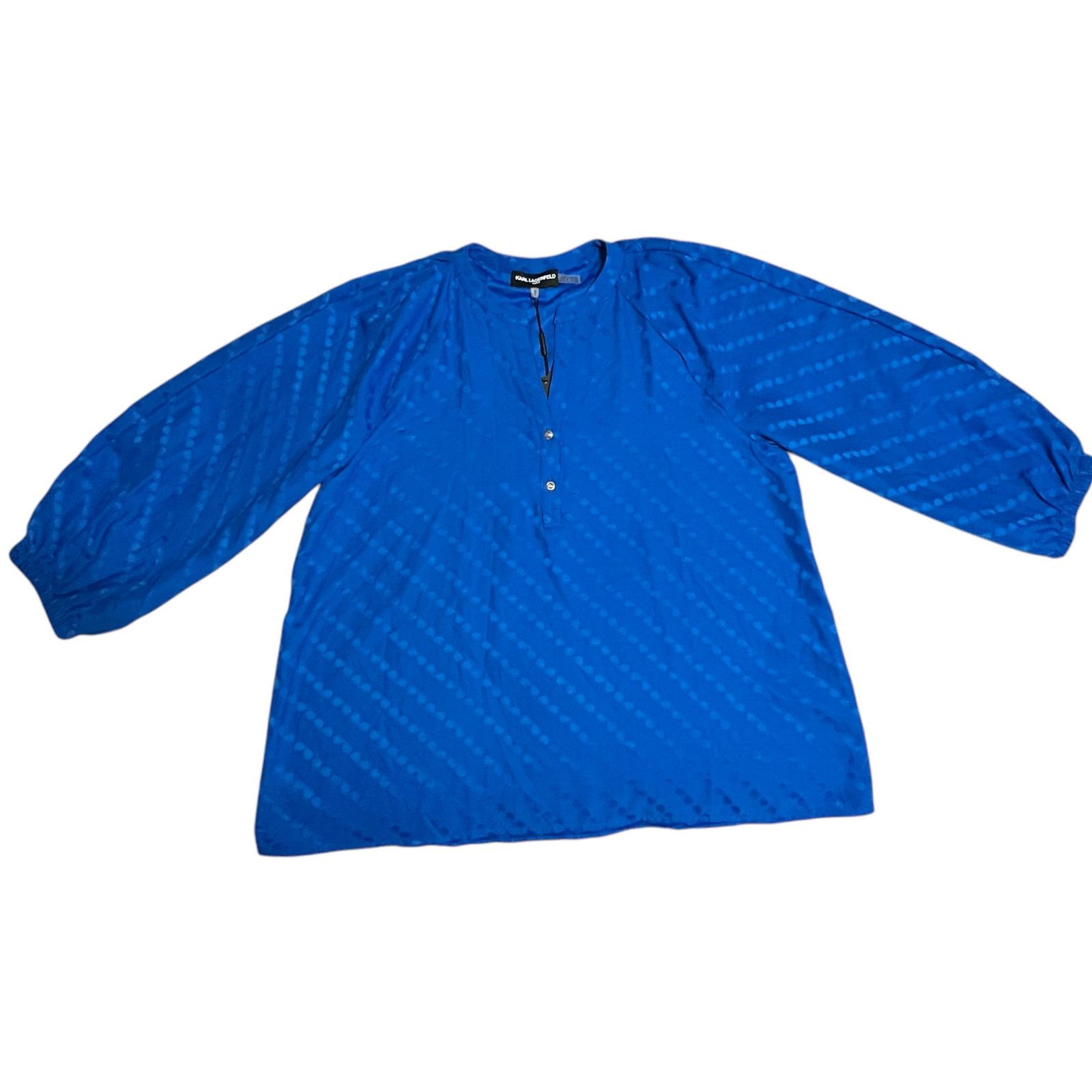 Karl Lagerfeld Sunglass Jacquard Blouse - Stitch Fix Split Neck Top Size M / US 6-8 / IT 42-44 - 13 Thumbnail