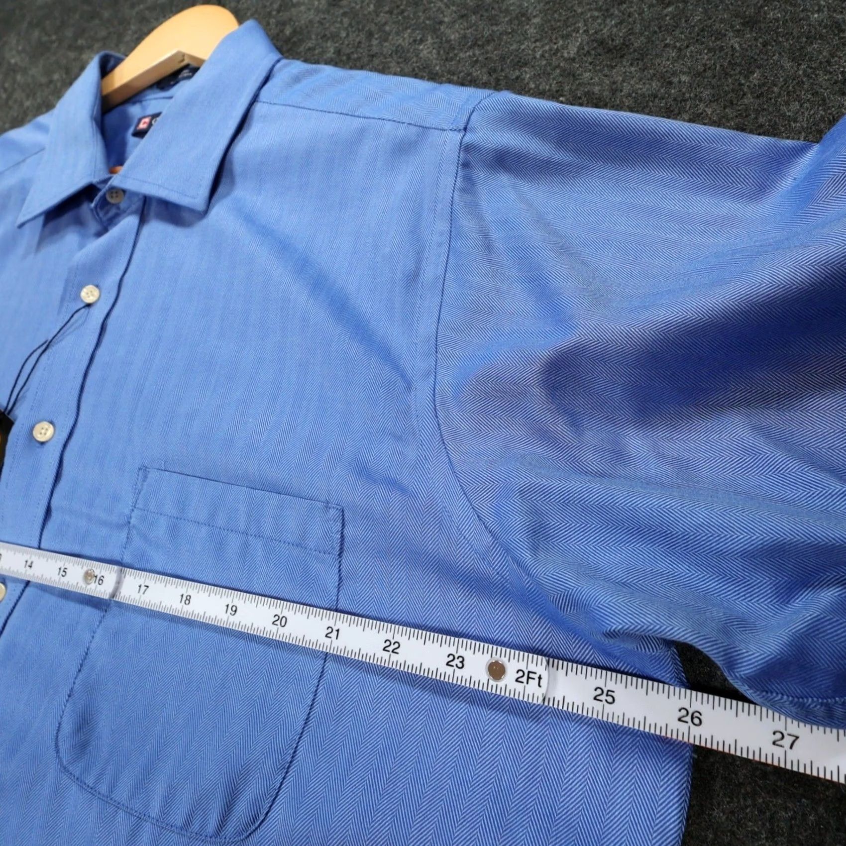 Chaps Chaps Shirt Mens XL Blue Herringbone Long Sleeve Button Down Excellent Size US XXL / EU 58 / 5 - 3 Thumbnail