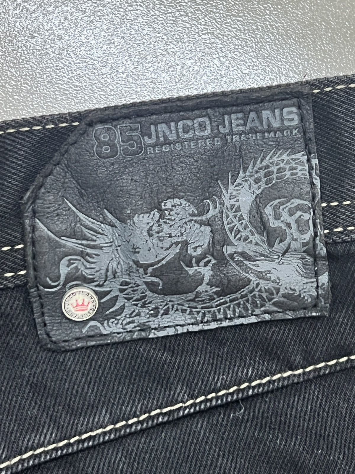 JNCO Vintage 90s JNCO Barbwire Crown Embroidery Baggy Denim Jeans Size US 36 / EU 52 - 9 Thumbnail