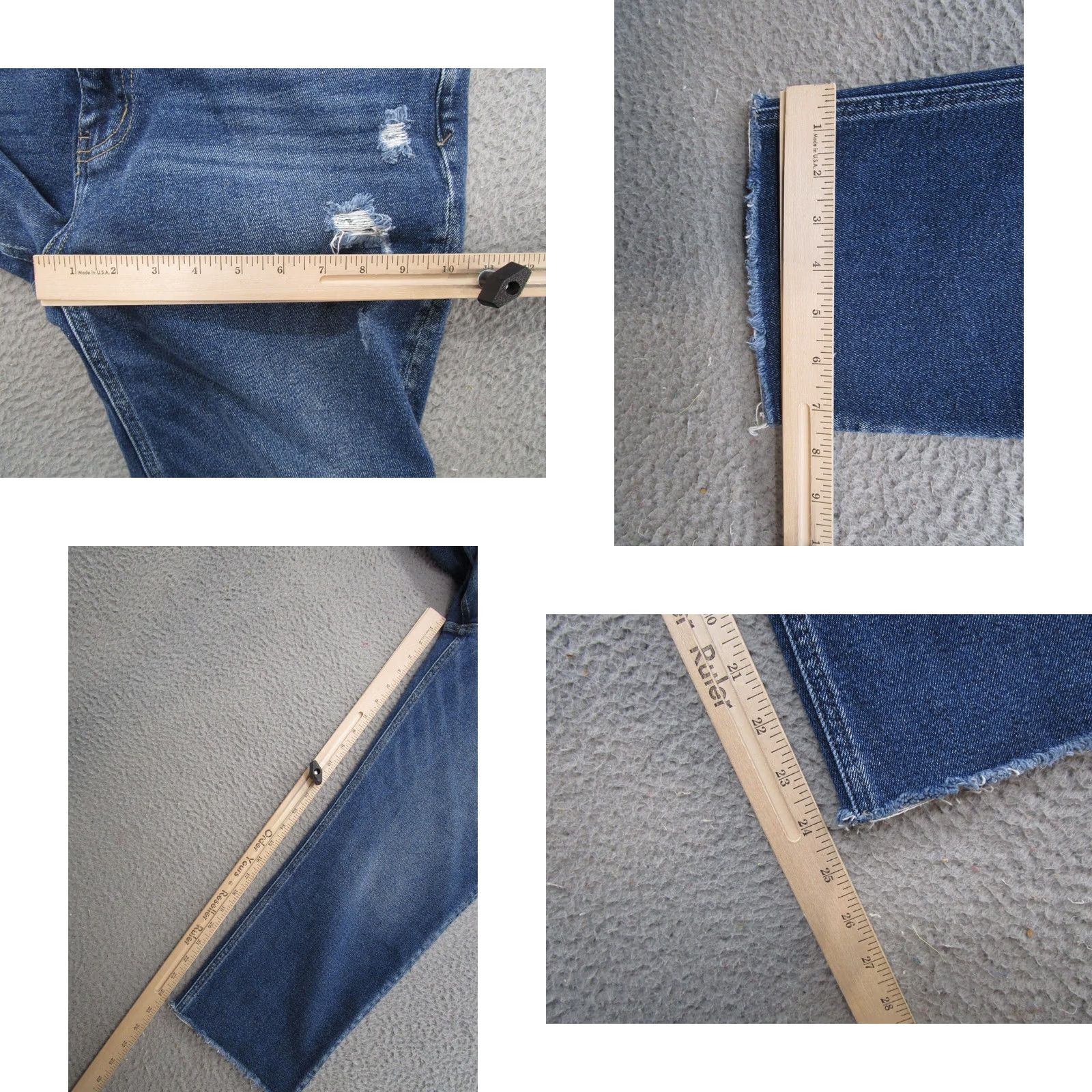 Vintage Kancan Maurices Cropped Ankle Blue Stretch Denim Jeans Size 29 Frayed Distress Womens XS-29? Size 29" - 8 Thumbnail