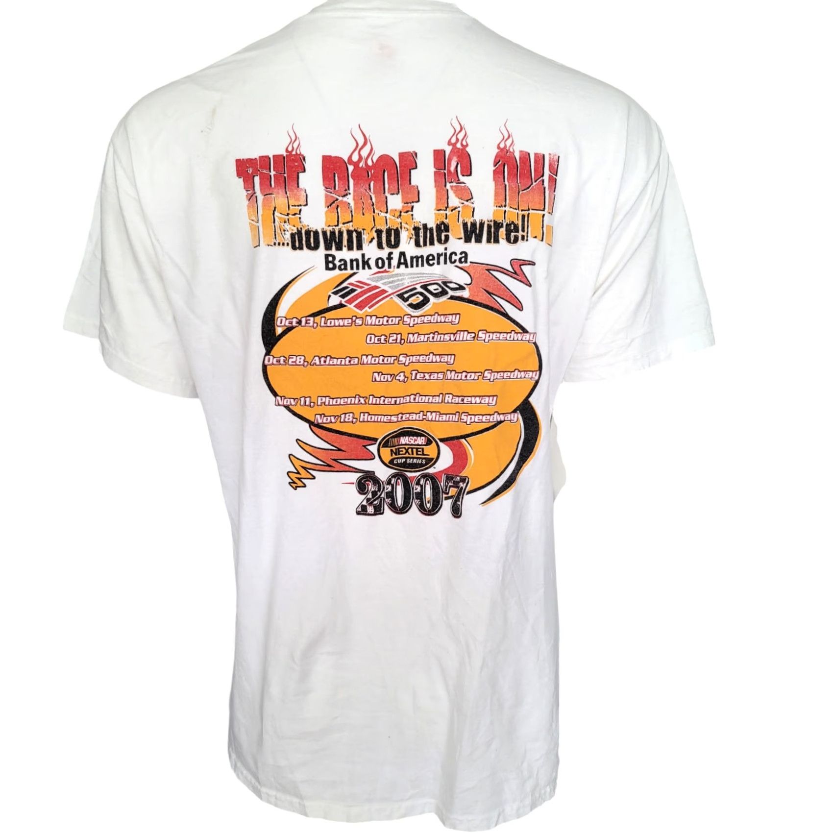Hanes VINTAGE Bank of America 500 NASCAR 2007 T-Shirt XL Hanes White 100% Cotton Size US XL / EU 56 / 4 - 4 Thumbnail