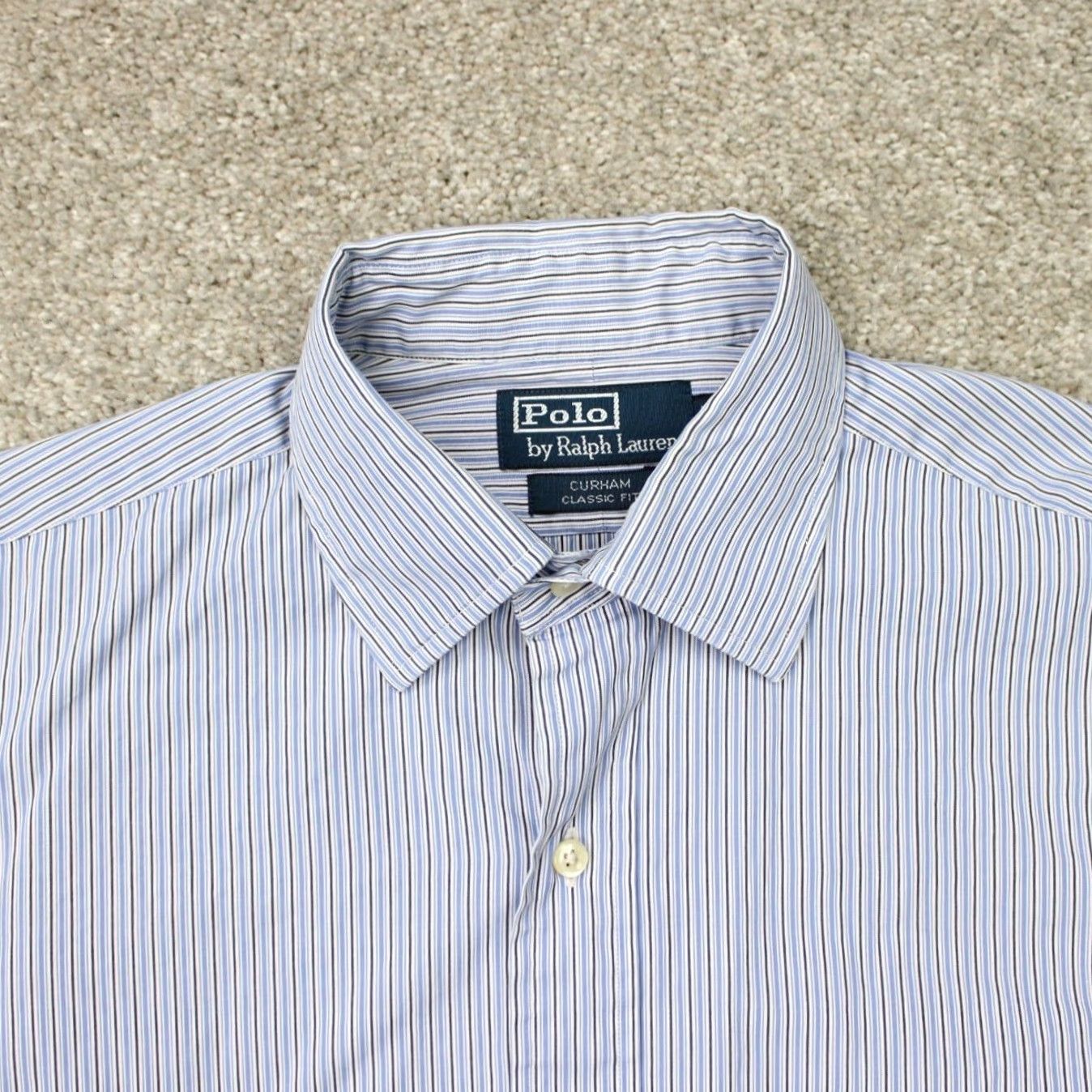 Polo Ralph Lauren Polo Ralph Lauren Dress Shirt Mens 15 1/2 34/35 Blue Curham Cotton L/S Button-Down Shirt Size 42R - 6 Thumbnail