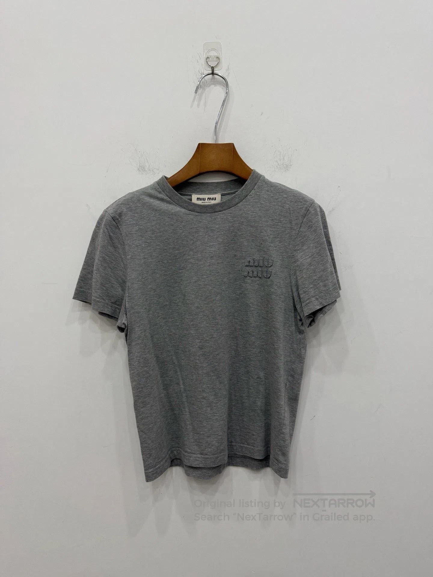 Miu Miu Miumiu Gray Embroidered Logo Short-Sleeve. Size S / US 4 / IT 40 - 1 Thumbnail