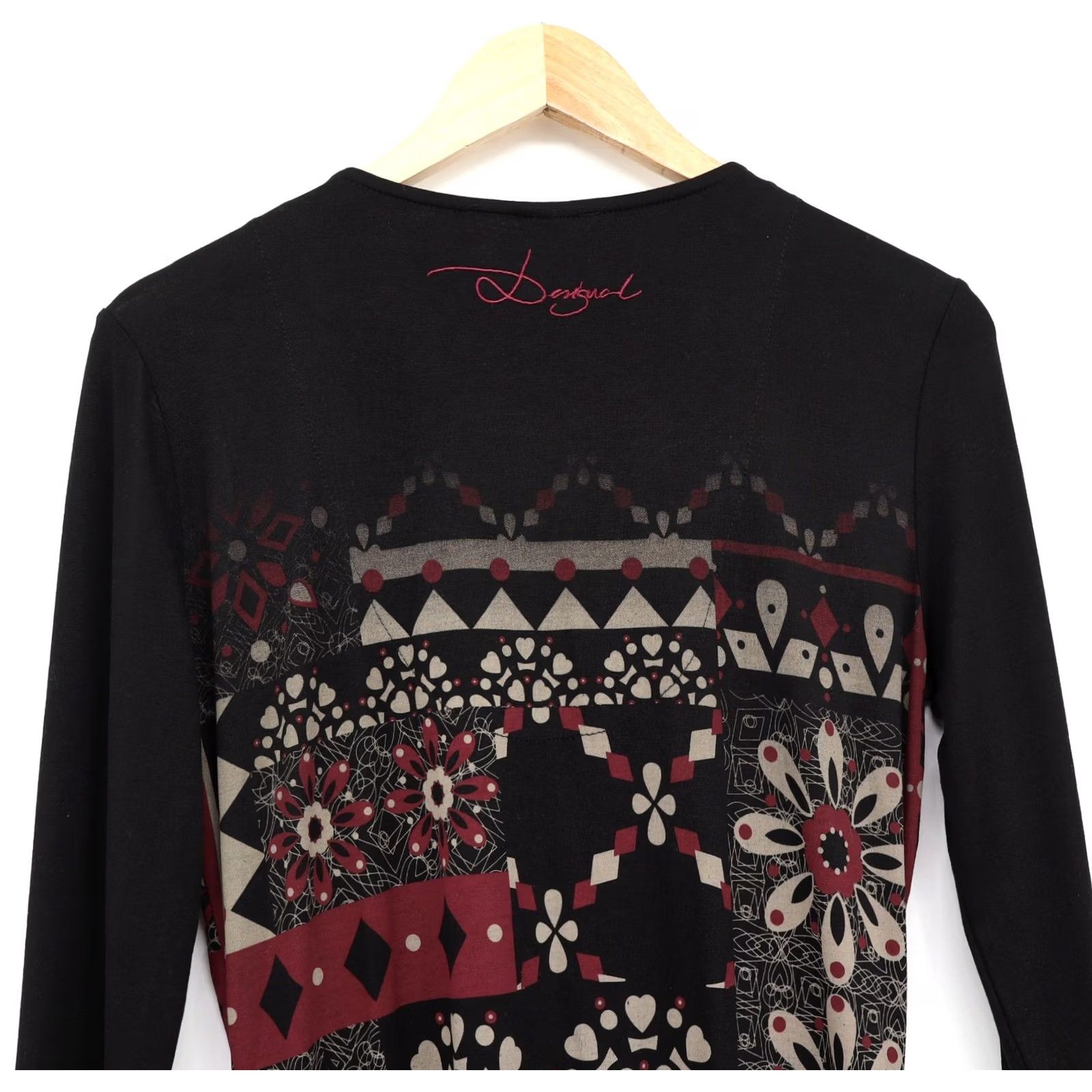 Desigual Desigual Women's V-Neck Long Sleeve Messina Hembrey Collection Black Size L Casual Shirt Dress Sheath Floral Logo Fashion Size L / US 10 / IT 46 - 4 Thumbnail