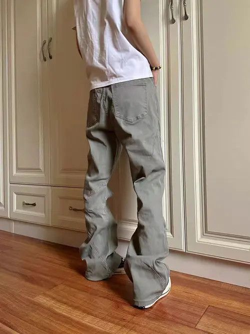 VIBE High Street Grey Y2K Micro Flare Casual Pants Size US 34 / EU 50 - 4 Thumbnail