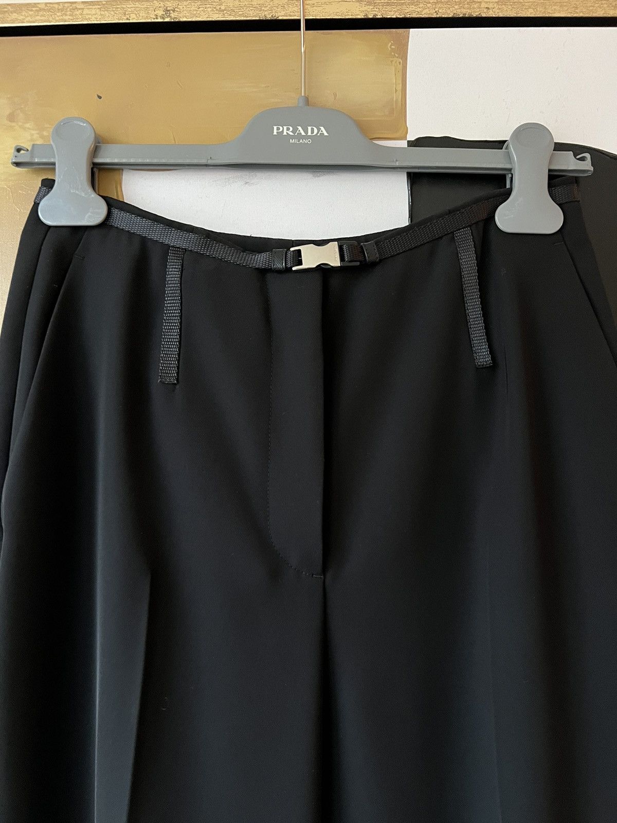 Black Prada Pant w Silver Buckle Belt