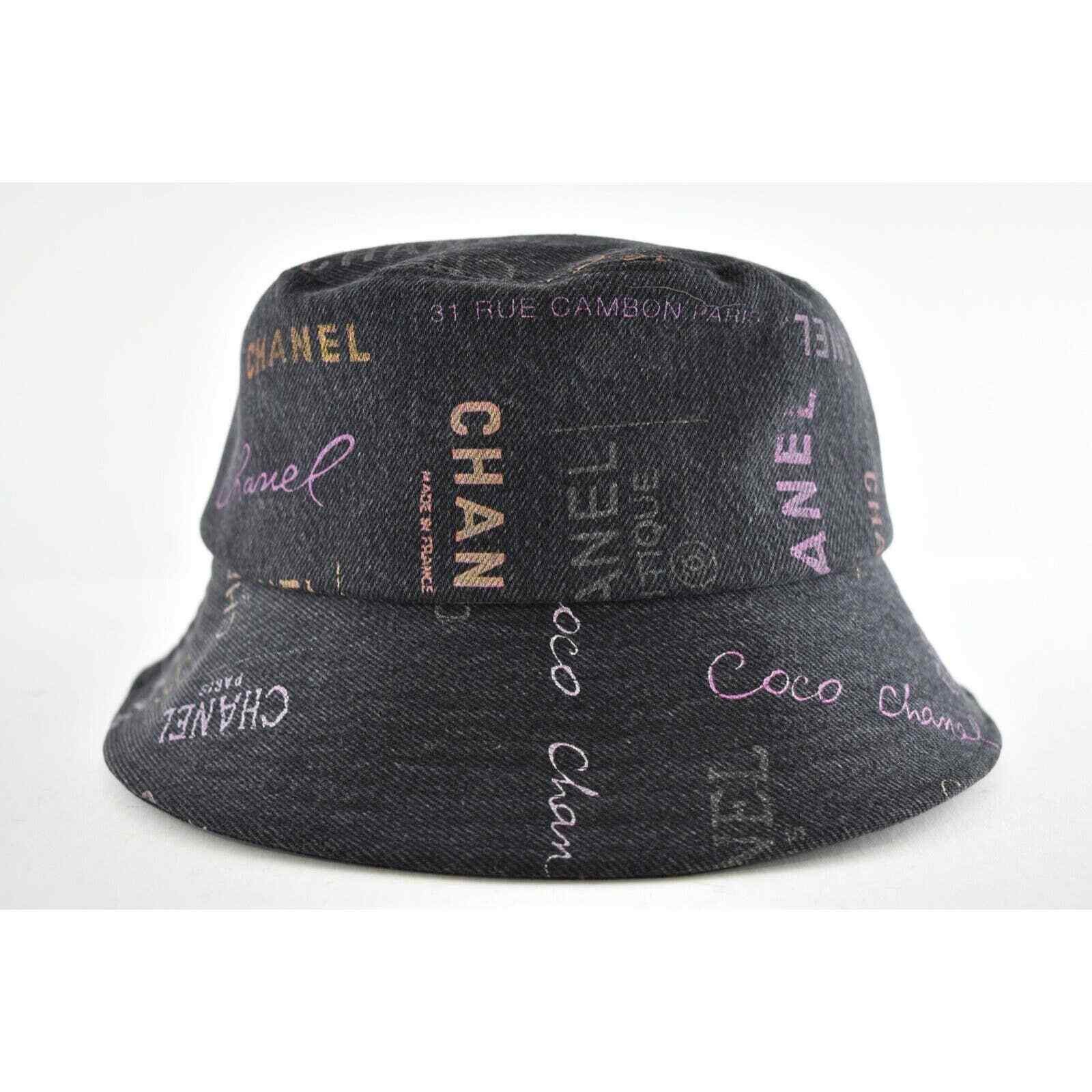 Chanel Chanel Denim Graffiti CC Logo Sun Cloche Bucket Hat Medium Size ONE SIZE - 7 Thumbnail