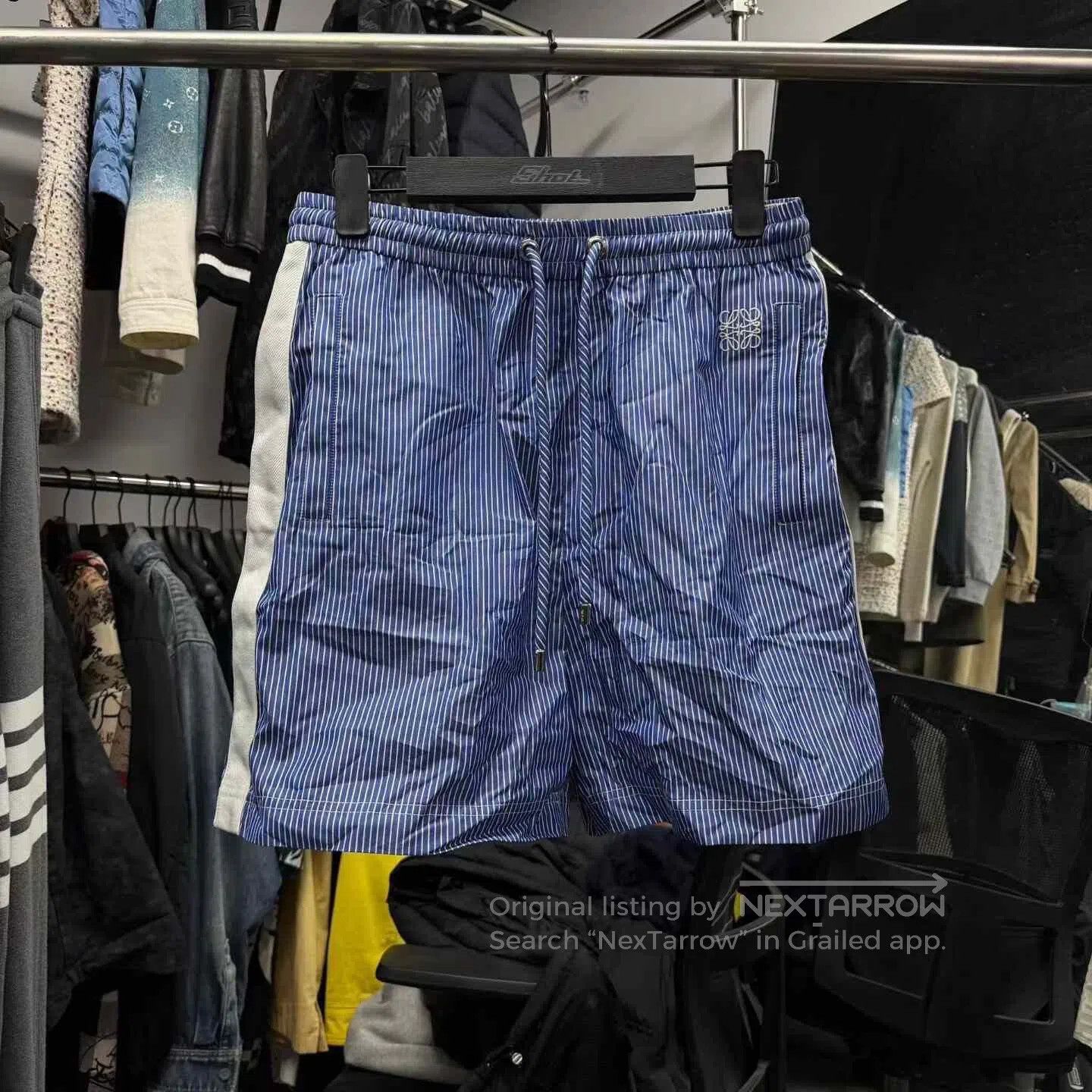 Loewe Loewe Blue White Striped Embroidered Logo Shorts. Size US 32 / EU 48 - 1 Thumbnail