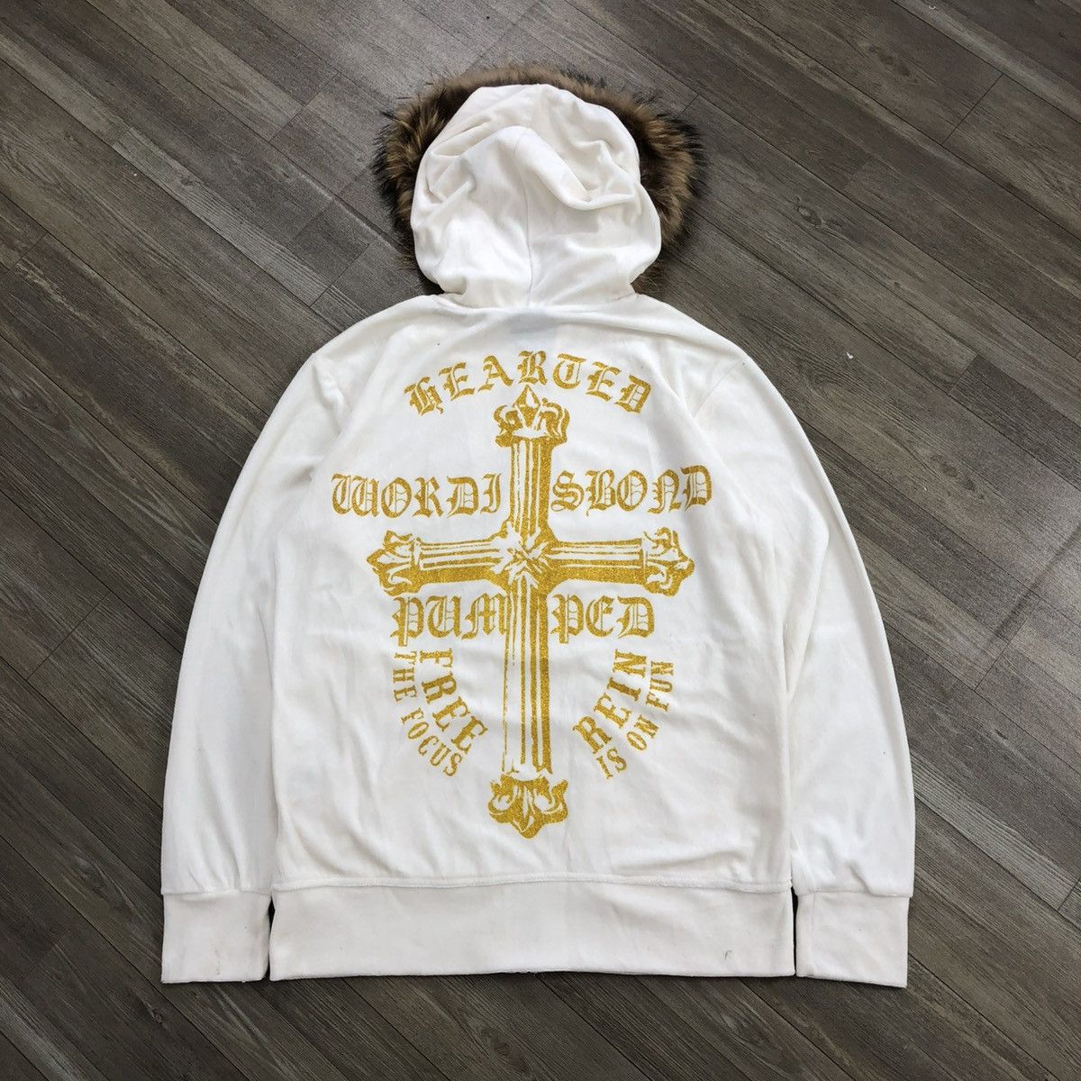 2000s Clash Ahead Fur Cross Lgb Afflaction Fur Zip Hoodie