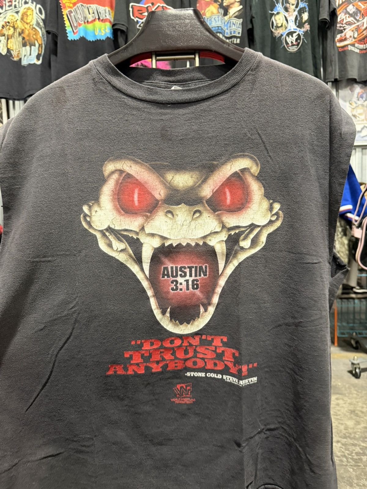 WWF 90s Faded WWF Stone Cold Rattlesnake Cut Off Tee XL Size US XL / EU 56 / 4 - 3 Thumbnail