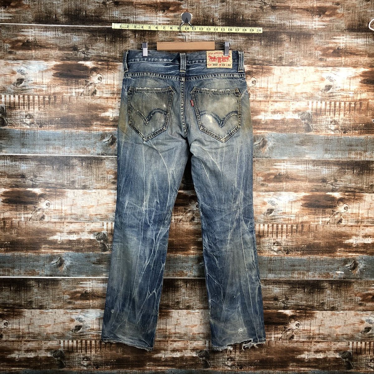 Levi's Levis 502 Blue faded ripped vintage jeans Denim Pants #A2608 Size US 33 - 17 Thumbnail