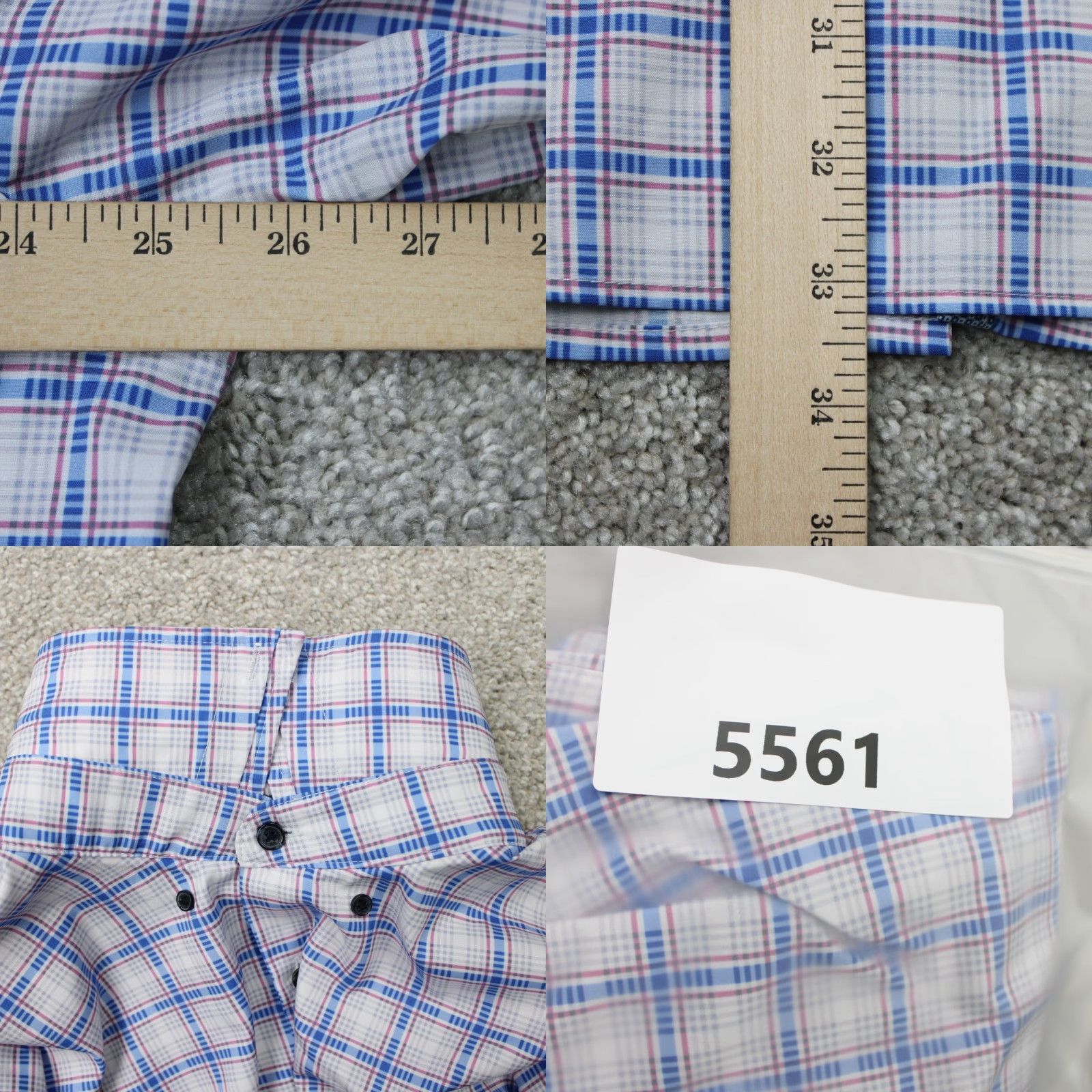 Vintage WRK Dress Shirt Men 18 Gray/Blue 4-Way Stretch L/S Button Collar/Spread Clean, Casual, Formal VintageNo (note: "Vintage" not applicable) Size 48R - 9 Thumbnail