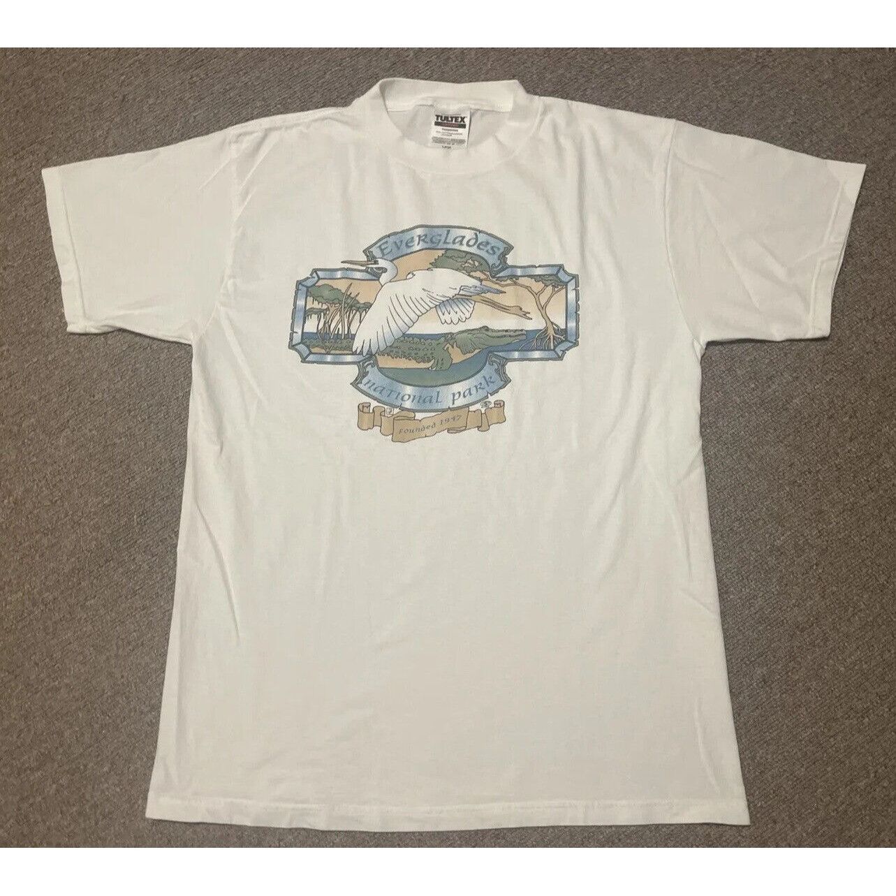 Tultex Vintage 90s 1996 Large Everglades National Park Florida Bird Size US L / EU 52-54 / 3 - 1 Thumbnail