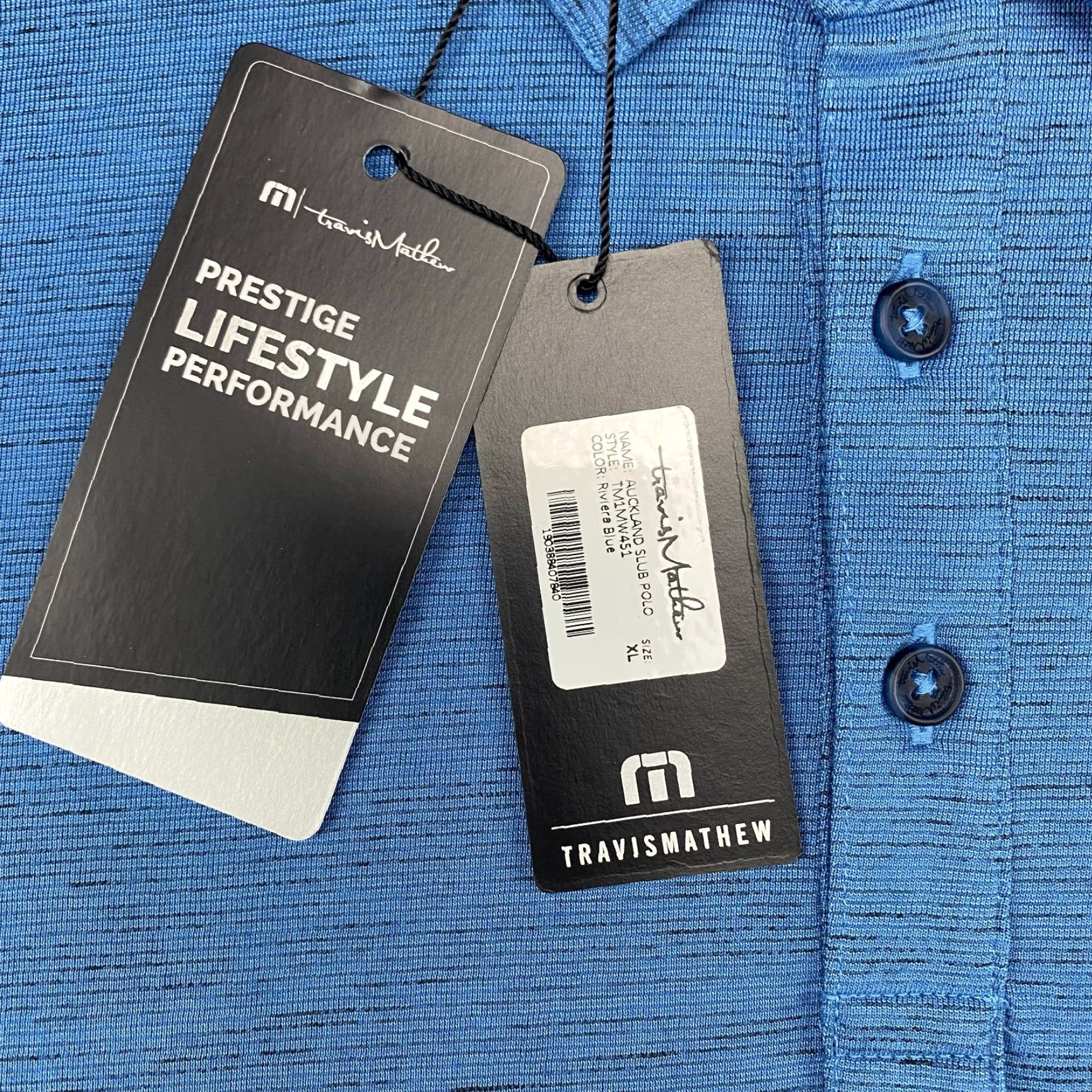 TravisMathew Travis Mathew Auckland Slub Polo Shirt Mens XL Blue Golf Performance NWT Size US XL / EU 56 / 4 - 4 Thumbnail