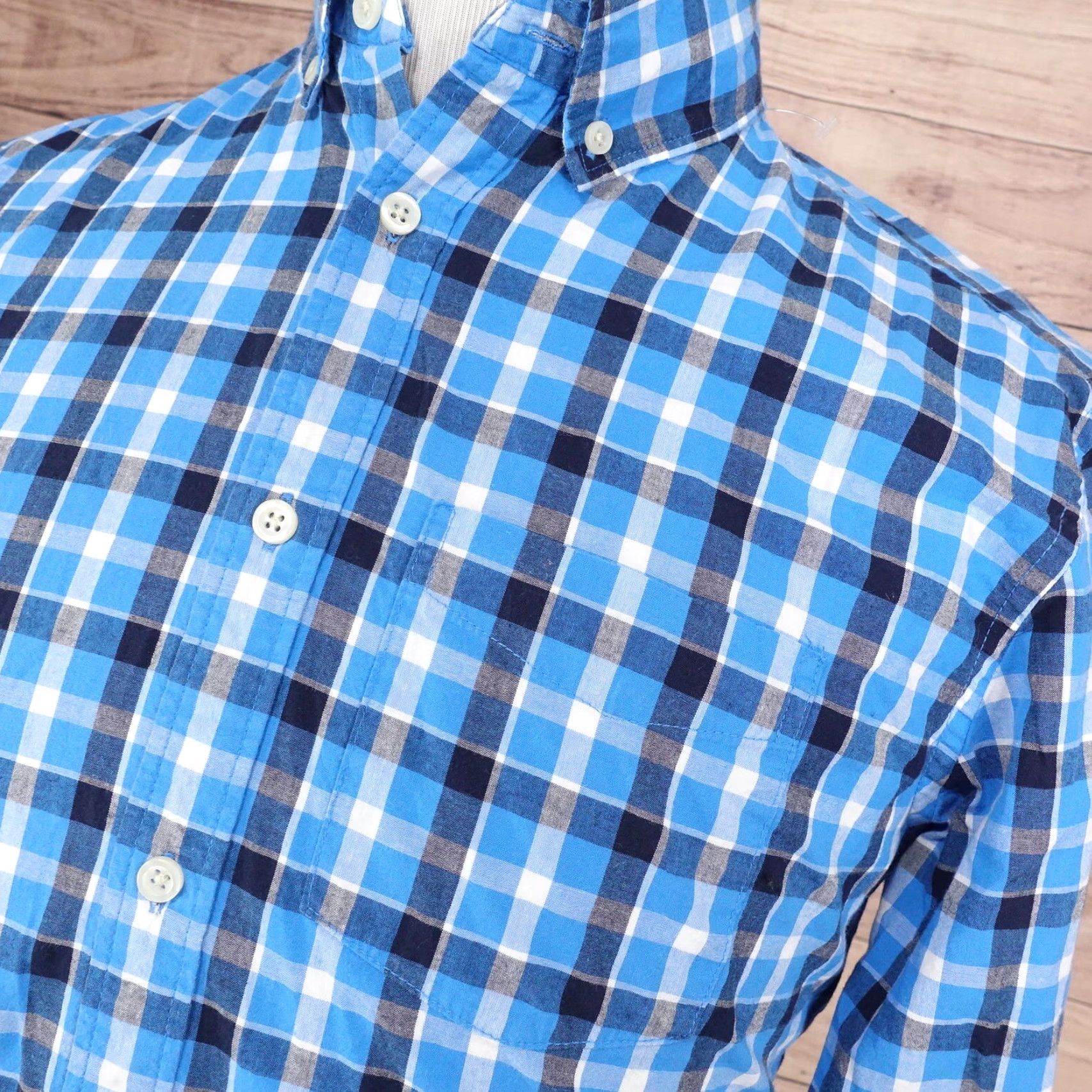 Gap GAP Blue Check Button-Up Shirt Mens Medium Standard Fit Long Sleeve Collared Cotton Size US M / EU 48-50 / 2 - 2 Thumbnail
