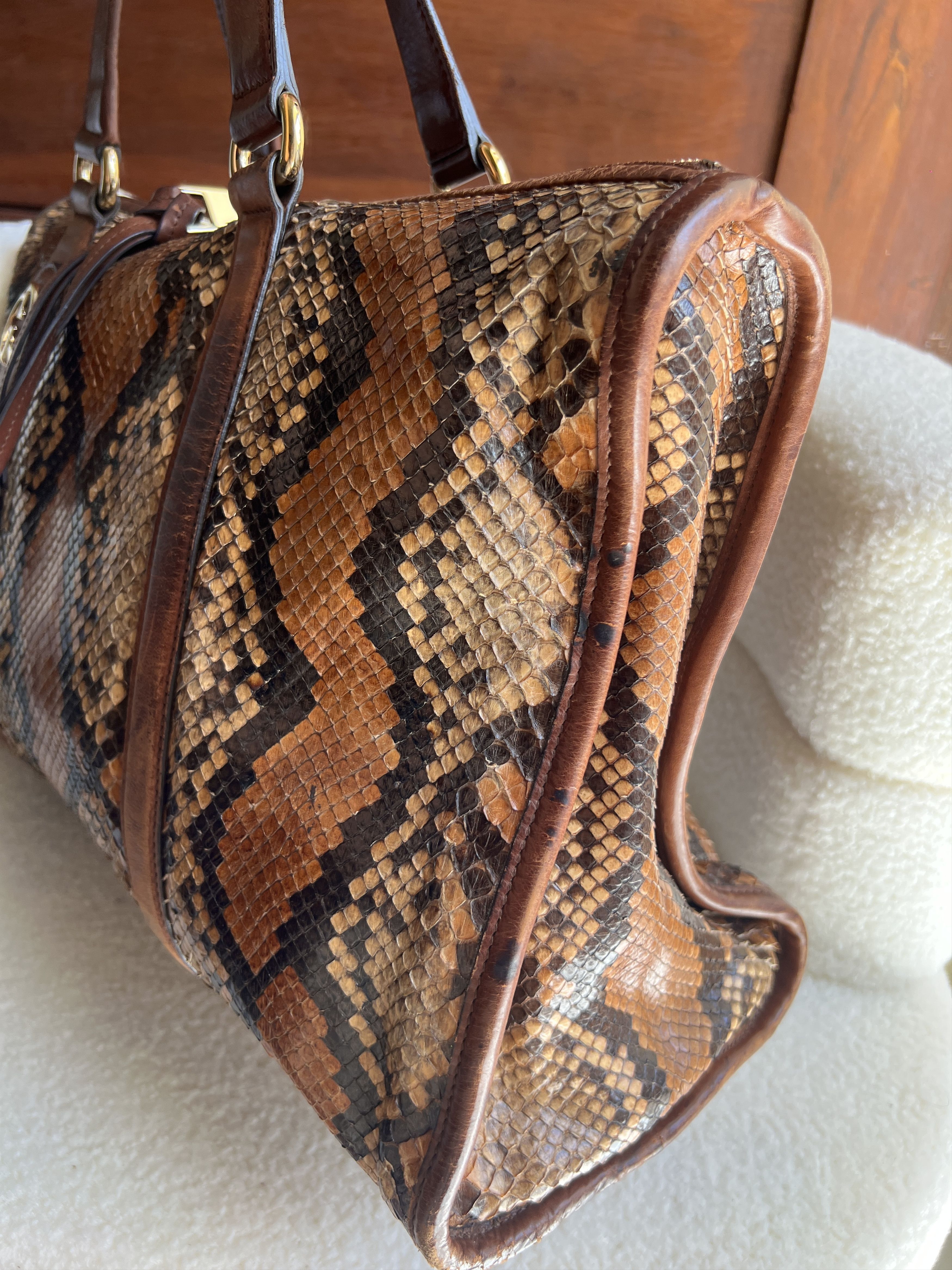 Gucci Rare Gucci Brown Python Leather Large Tote Bag Size ONE SIZE - 2 Thumbnail