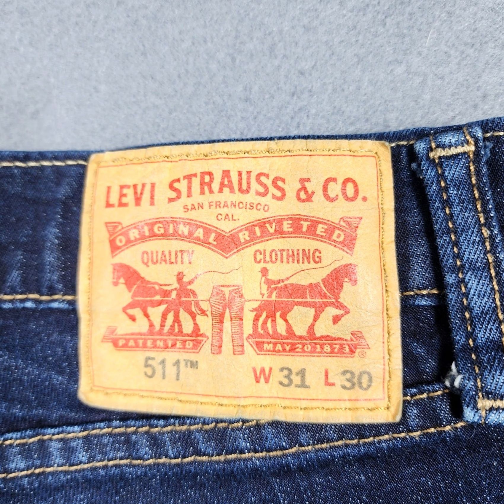 Levi's Levis Jeans Men 30x29 Dark Wash Blue Slim Straight Workwear Casual Tagged 31x30 Size US 30 / EU 46 - 3 Thumbnail
