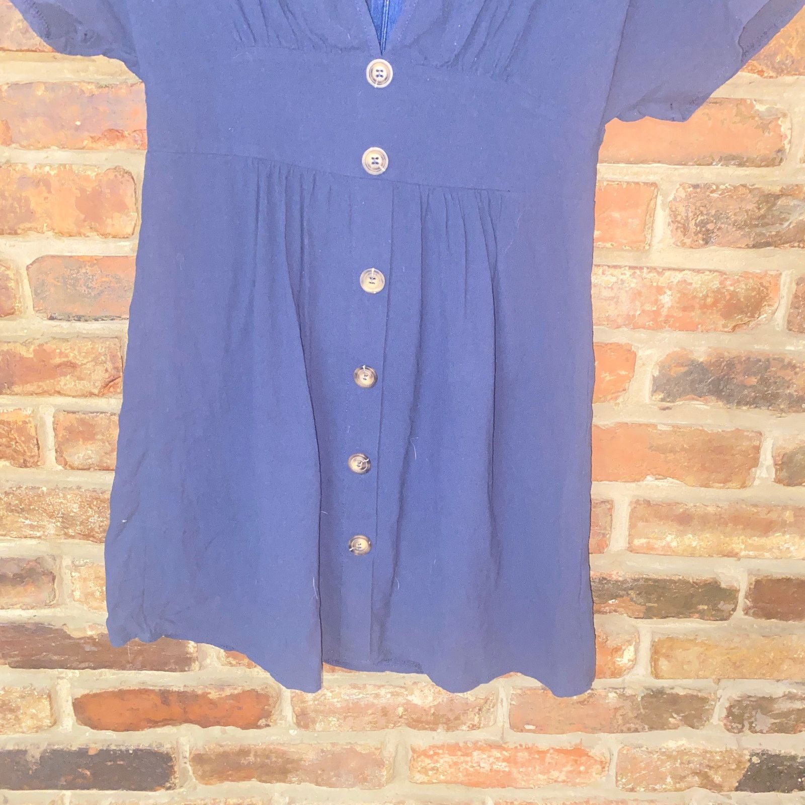 Shein Shein Navy Blue V-Neck Button Down Mini Dress Medium Size M / US 6-8 / IT 42-44 - 3 Thumbnail