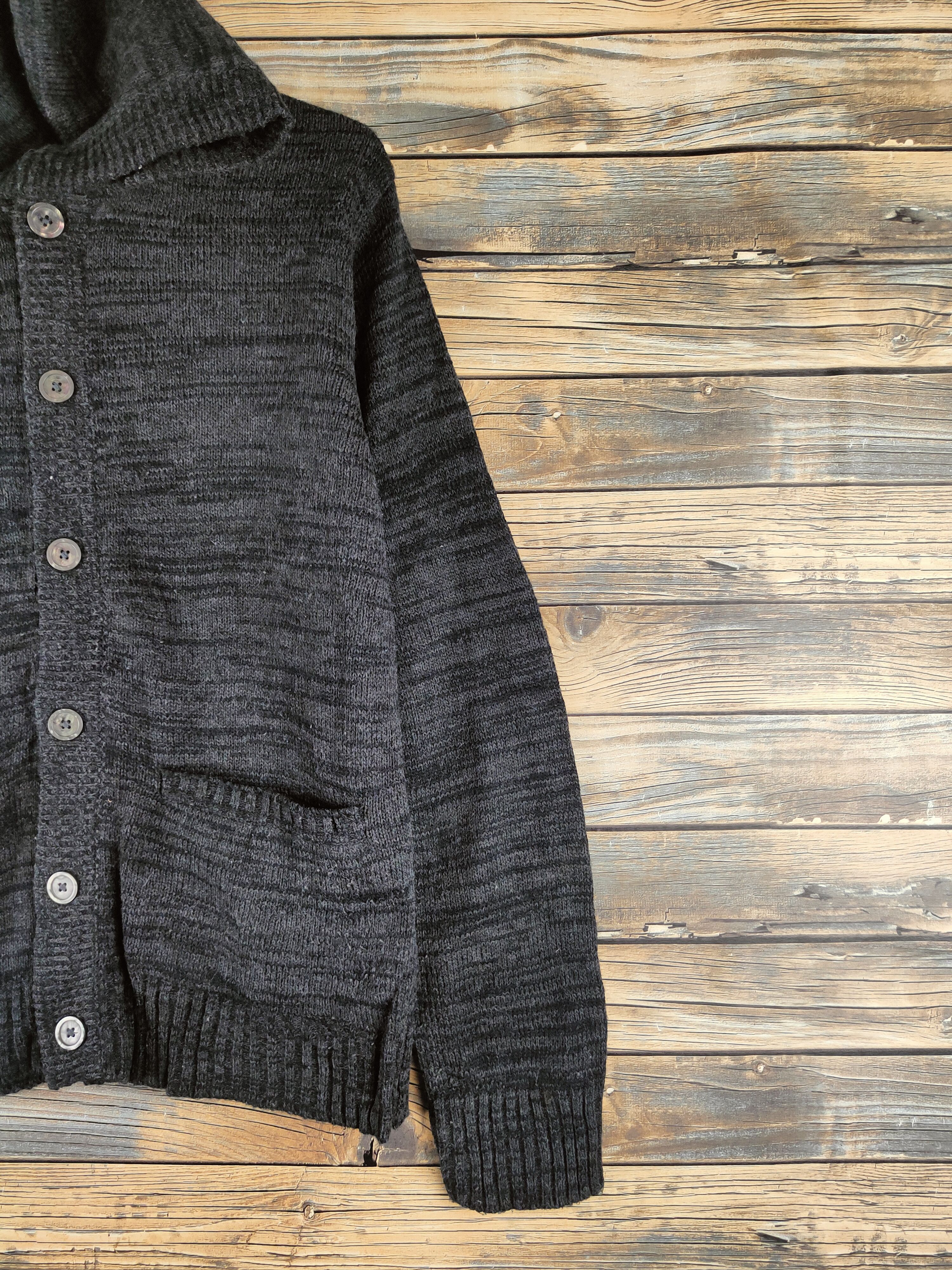 Japanese Brand DL Louis Chavlon Black Hoodie Knitwear Cardigans #46-427 Size US M / EU 48-50 / 2 - 5 Thumbnail