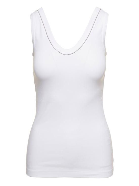 Brunello Cucinelli BRUNELLO CUCINELLI Women Tops M0TC8BJ312C159 White Size L / US 10 / IT 46 - 1 Thumbnail