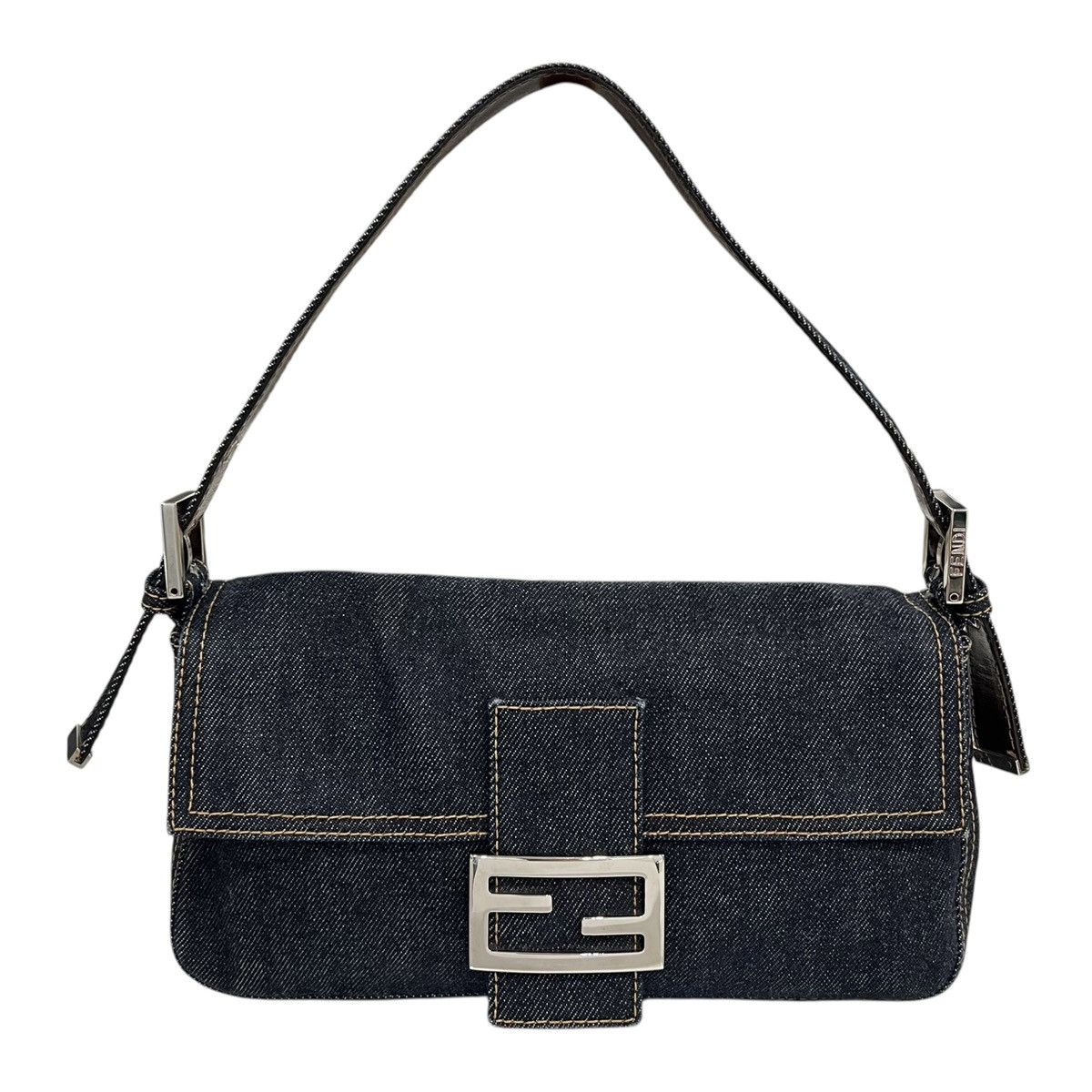 Fendi Denim Baguette Shoulder Bag in Blue, Women's