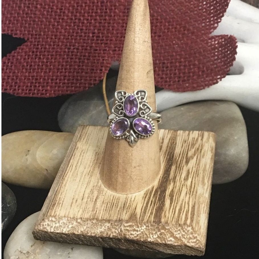 The Unbranded Brand Amethyst Sterling Silver Ring Size 8 Size ONE SIZE - 4 Thumbnail