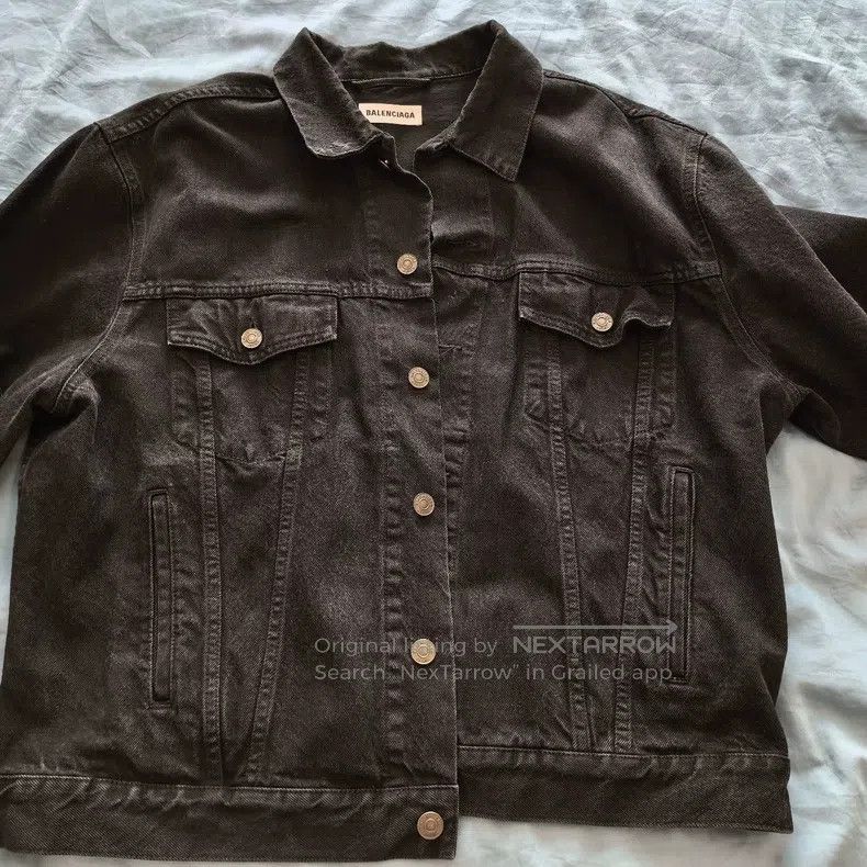 Balenciaga Balenciaga Black Denim Jacket with Crystal Logo on Back Size XS / US 0-2 / IT 36-38 - 2 Thumbnail